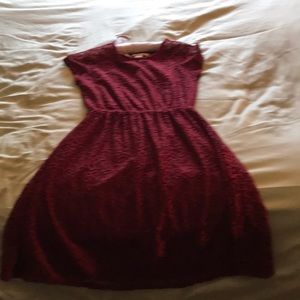 Maroon simple lace dress